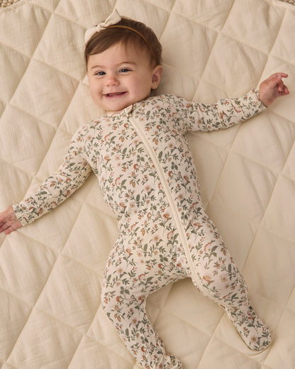 Quincy Mae Bamboo Zip Footie - Holiday Floral