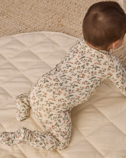 Quincy Mae Bamboo Zip Footie - Holiday Floral