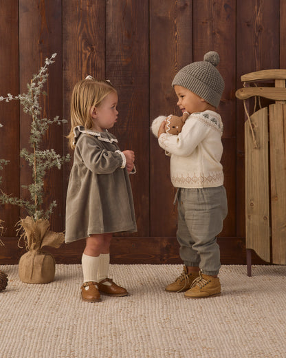 Quincy Mae Velour Baby Dress - Spruce