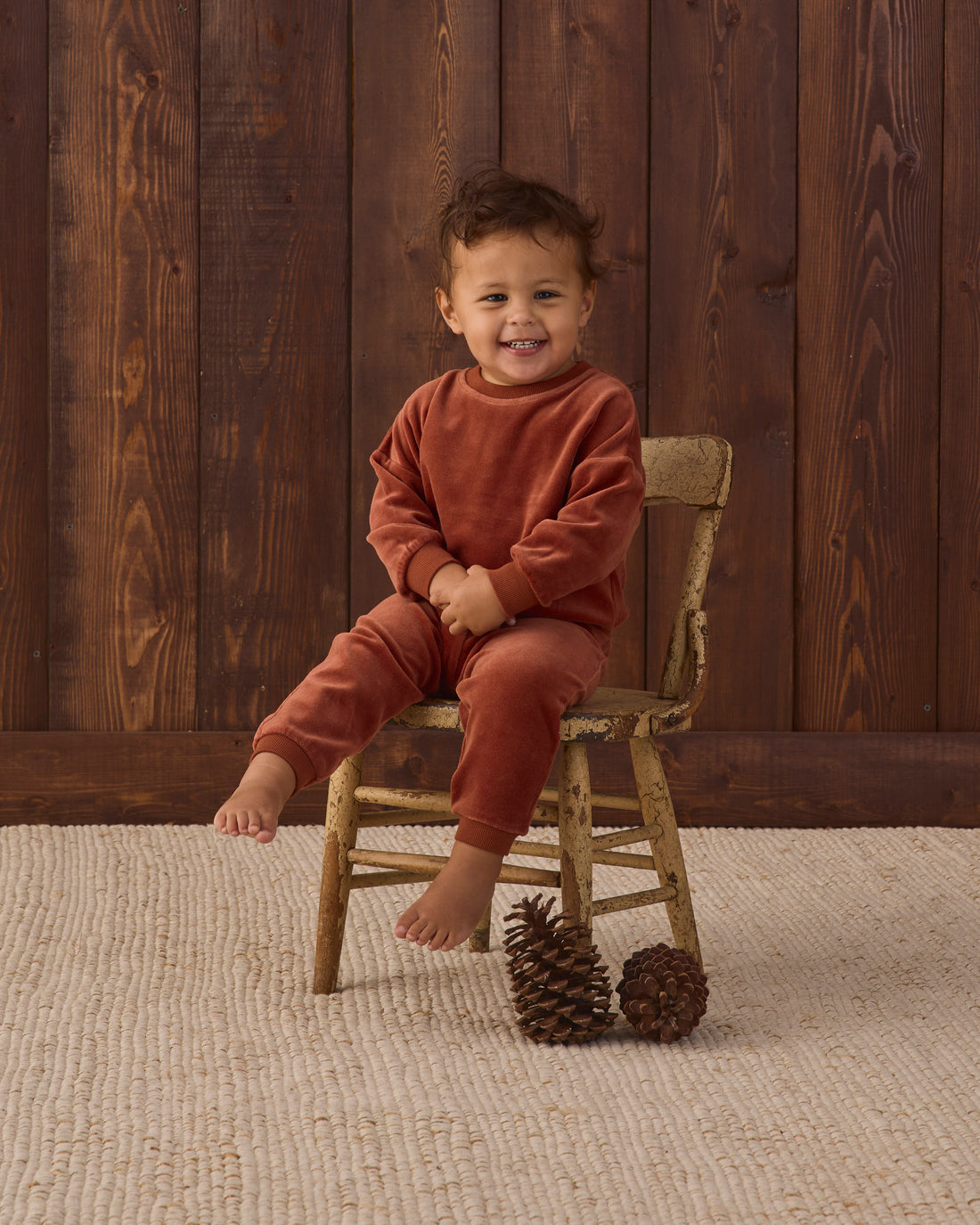 Quincy Mae Velour Relaxed Sweatpant - Redwood