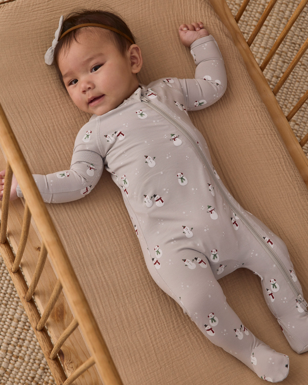 Quincy Mae Bamboo Zip Footie - Snowman