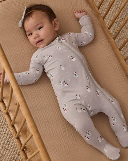 Quincy Mae Bamboo Zip Footie - Snowman