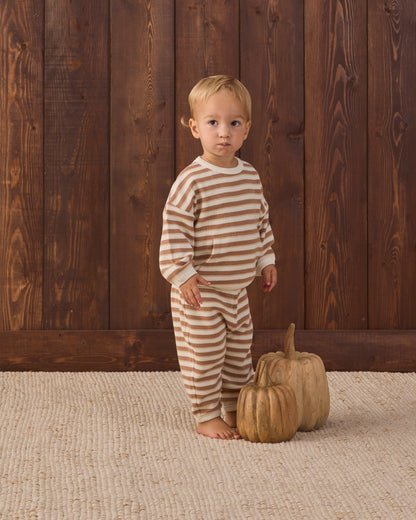 Quincy Mae Waffle Slouch Set - Spice Stripe