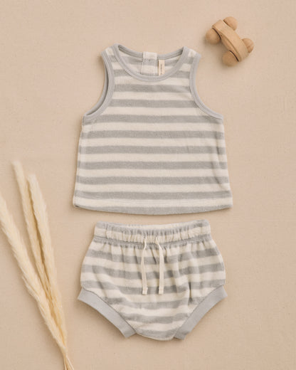 Quincy Mae Terry Tank + Short Set - Sky Stripe