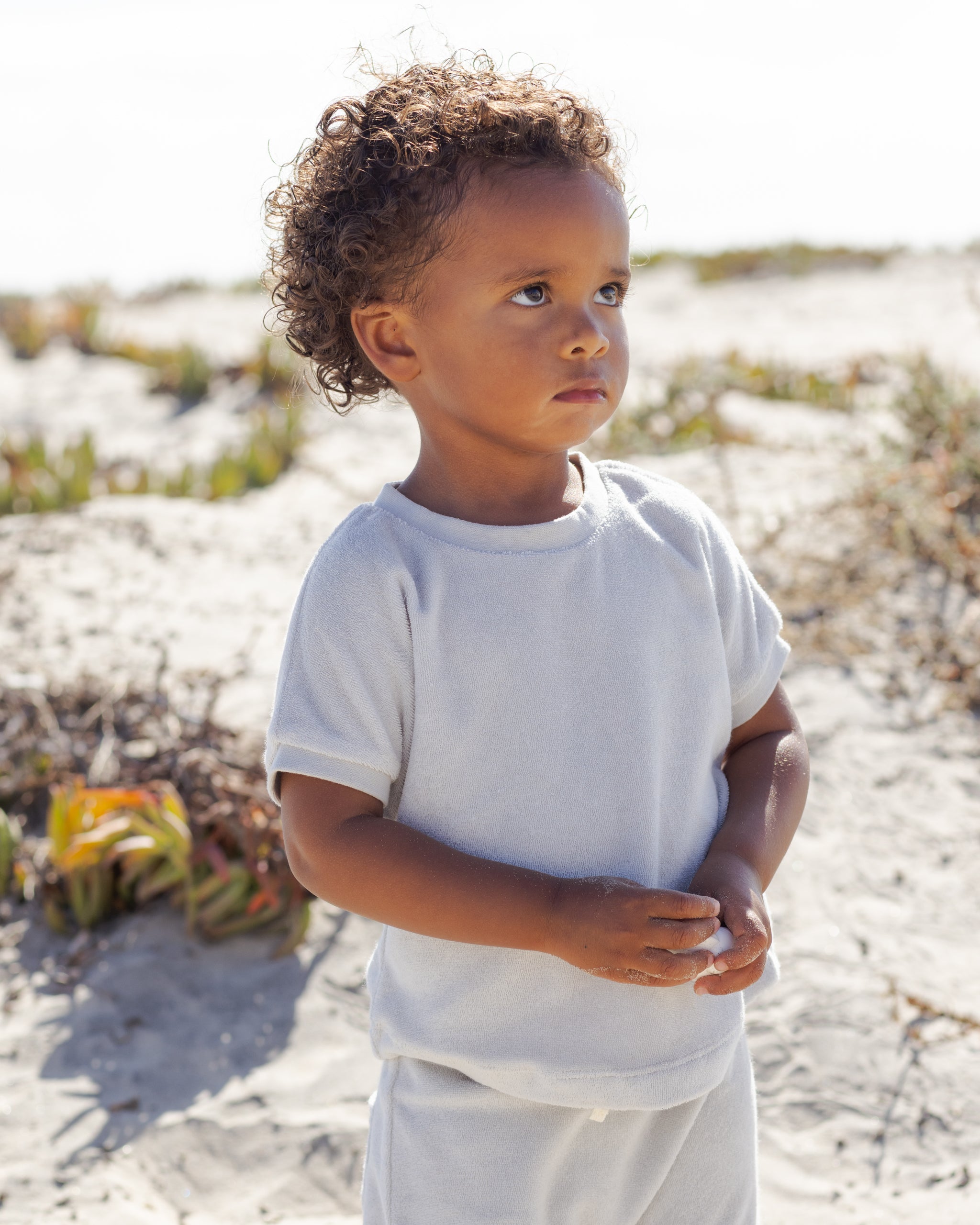 Quincy Mae Terry Tee + Pant Set - Sky
