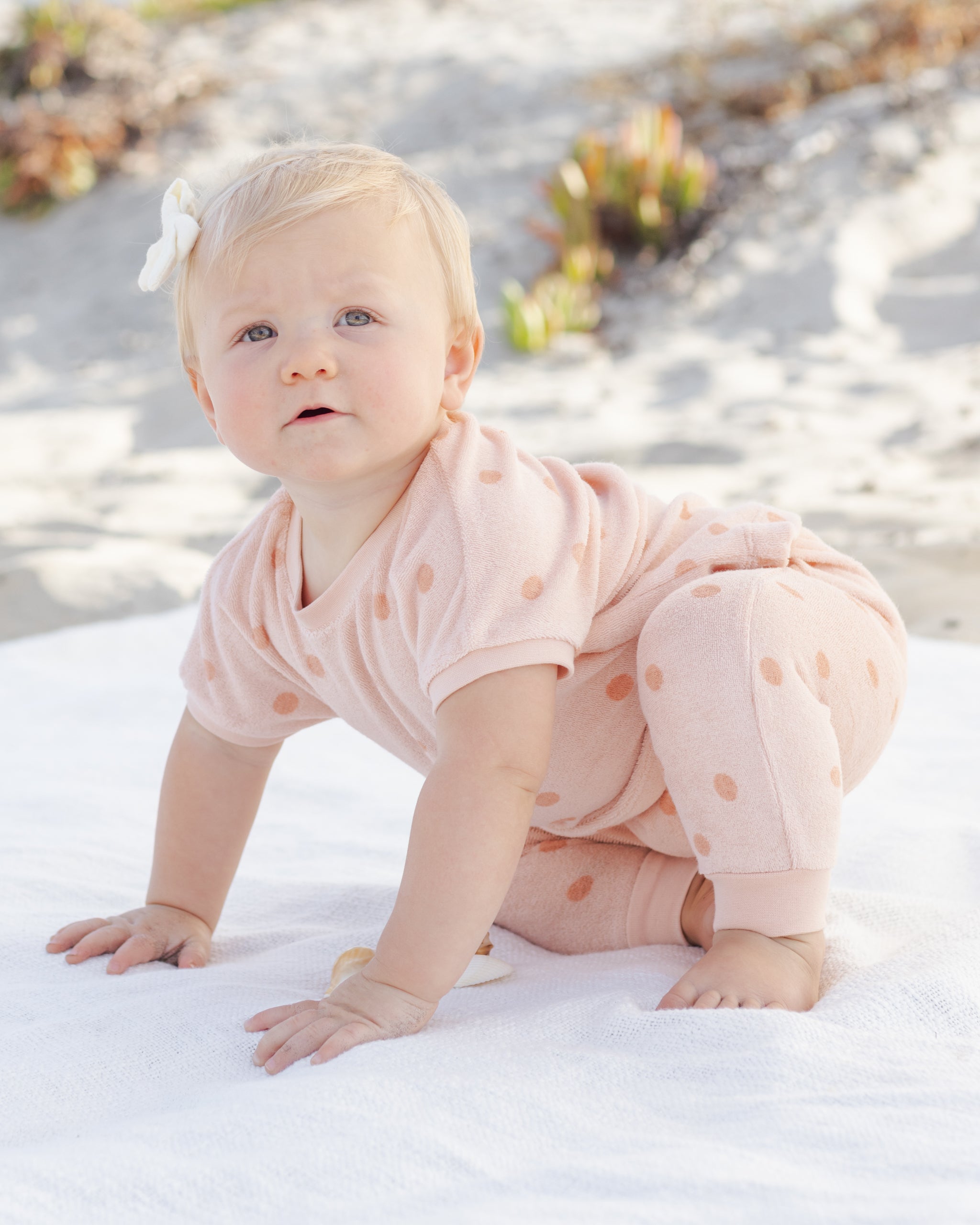 Quincy Mae Terry Tee + Pant Set - Polka Dot
