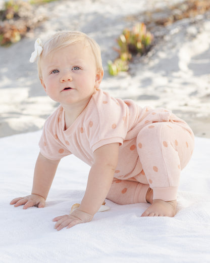 Quincy Mae Terry Tee + Pant Set - Polka Dot