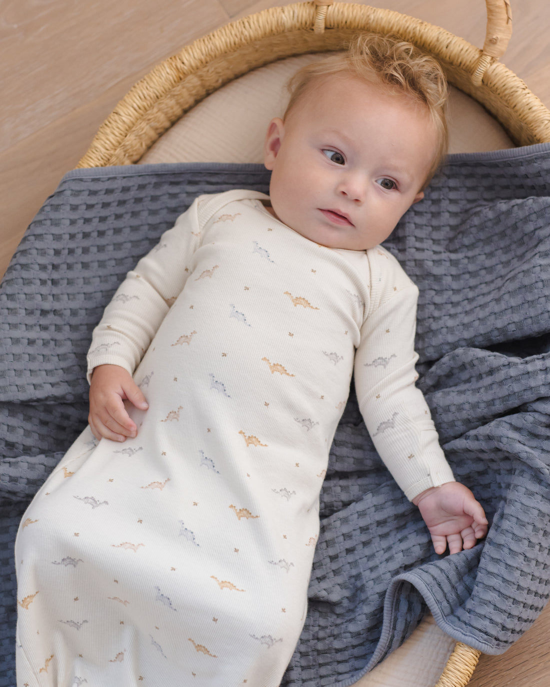 Quincy Mae Knotted Baby Gown + Hat Set - Dinos