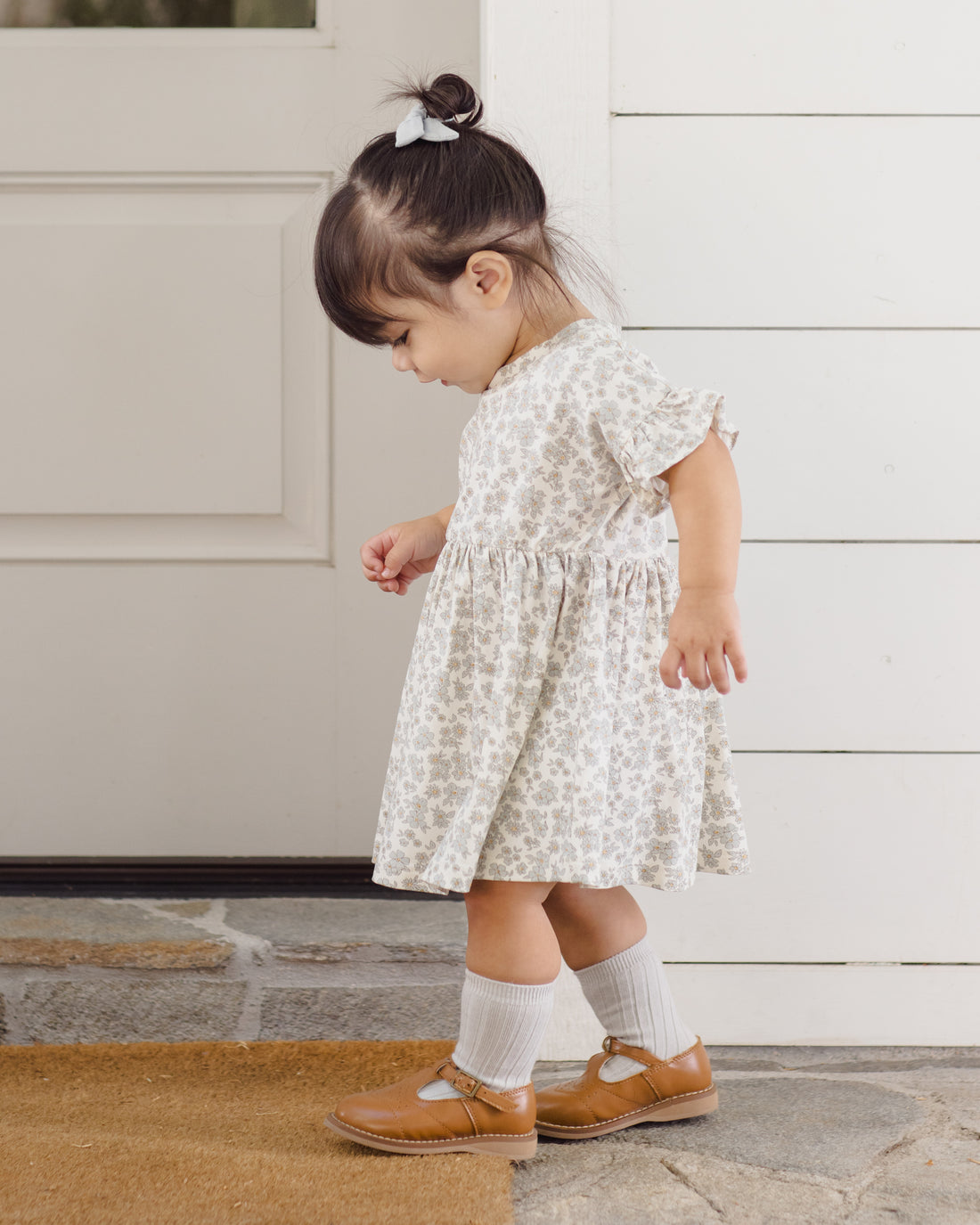 Quincy Mae Bamboo Babydoll Dress - Blue Floral