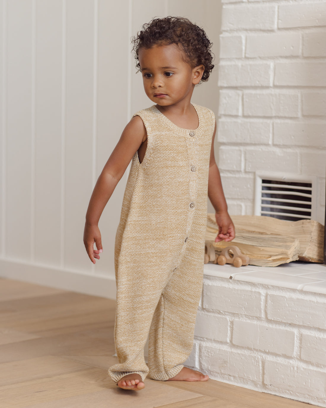 Quincy Mae Knit Jumpsuit - Heathered Honey
