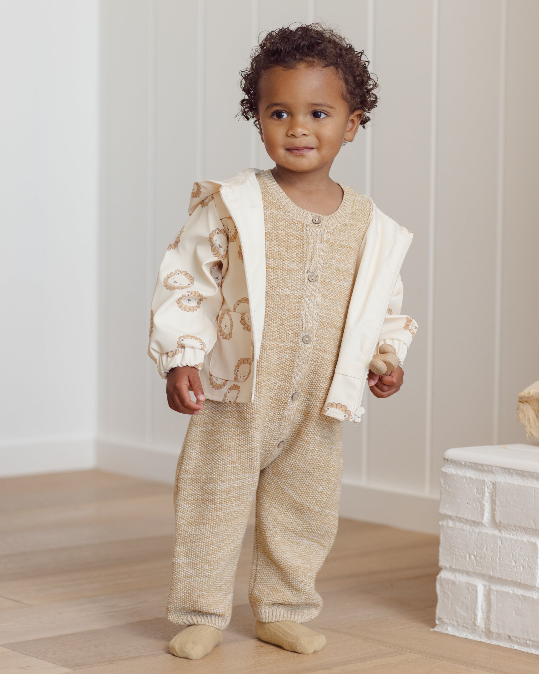 Quincy Mae Knit Jumpsuit - Heathered Honey