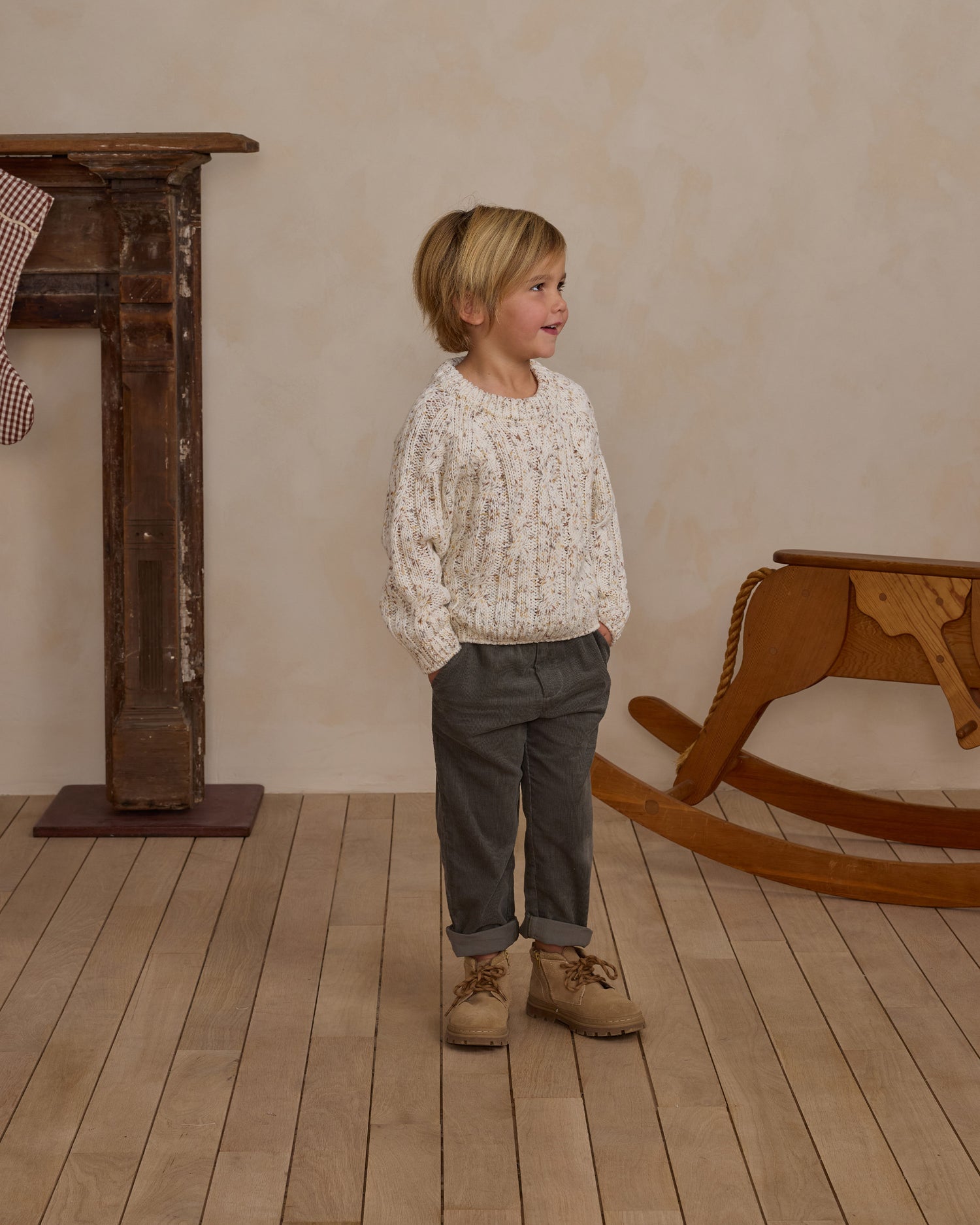 Rylee + Cru Cable Knit Sweater - Natural Speckle