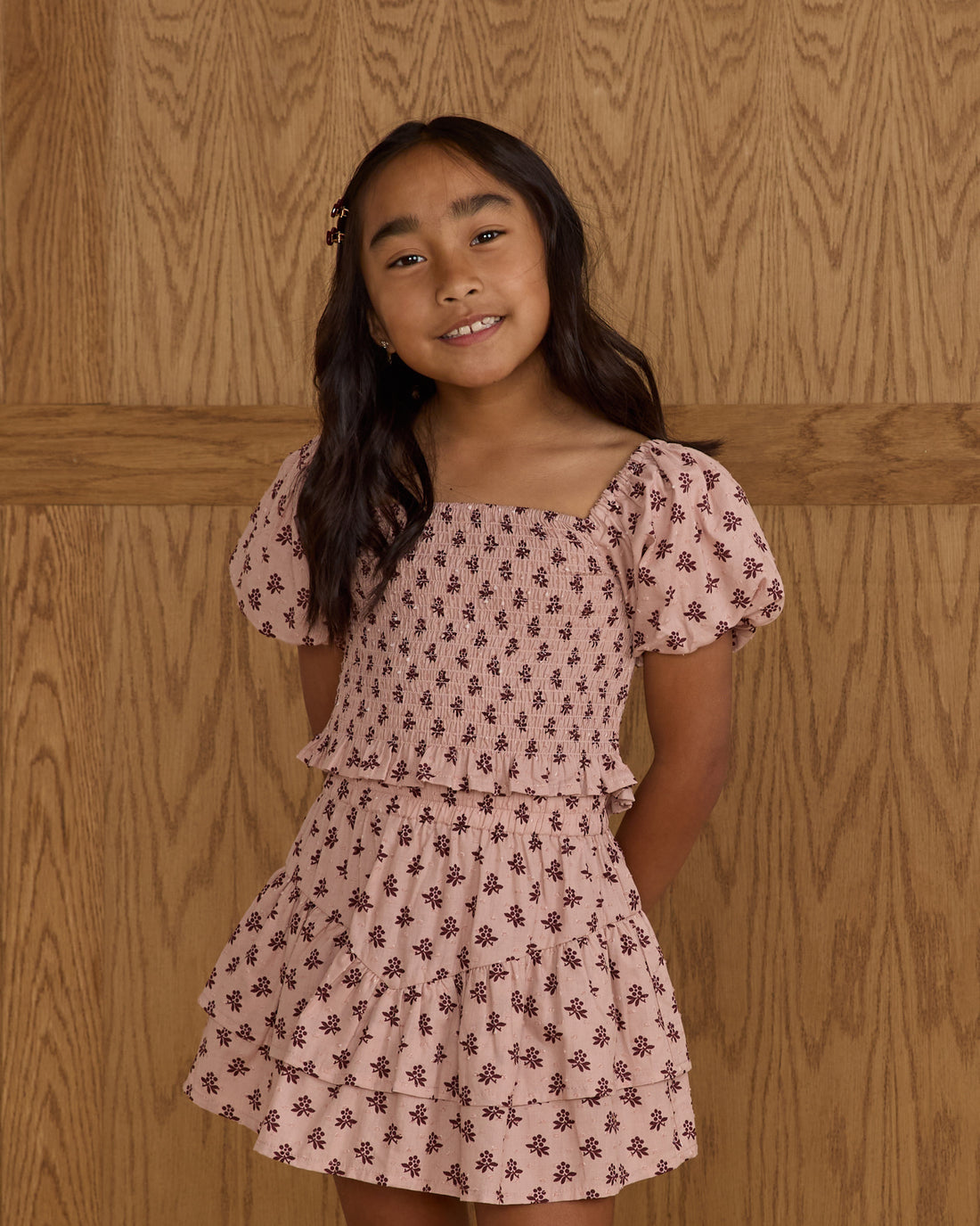 Rylee + Cru Tiered Mini Skirt - Blush Fleur