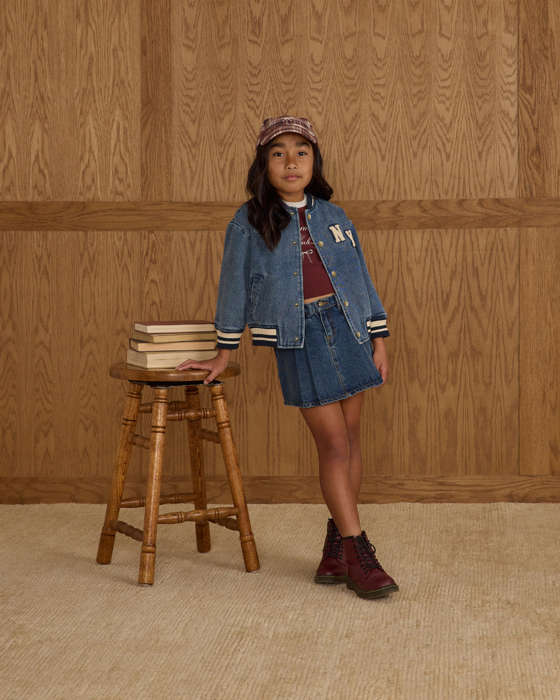 Rylee + Cru Pleated Denim Skirt - Indigo Denim