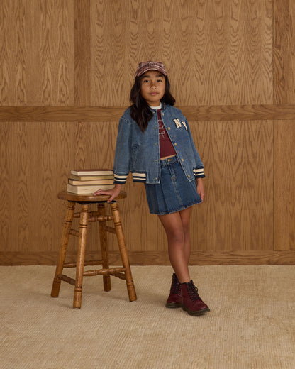 Rylee + Cru Pleated Denim Skirt - Indigo Denim