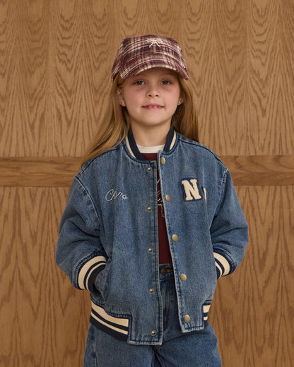 Rylee + Cru Varsity Jacket - Indigo Denim
