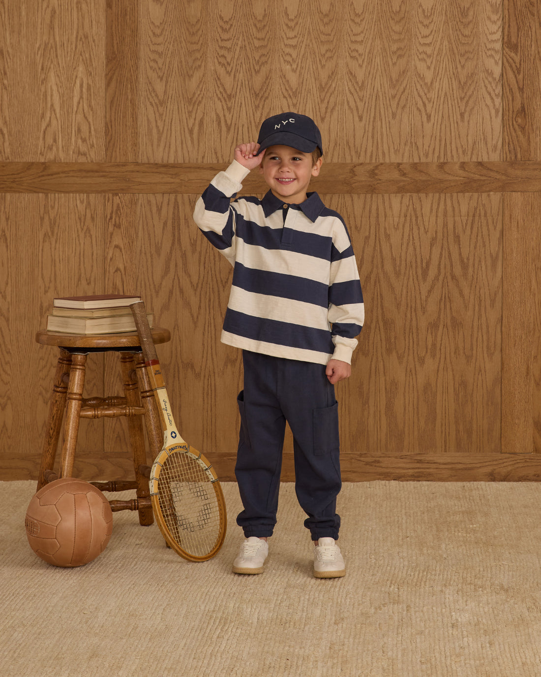 Rylee + Cru Rugby Polo - Navy Stripe