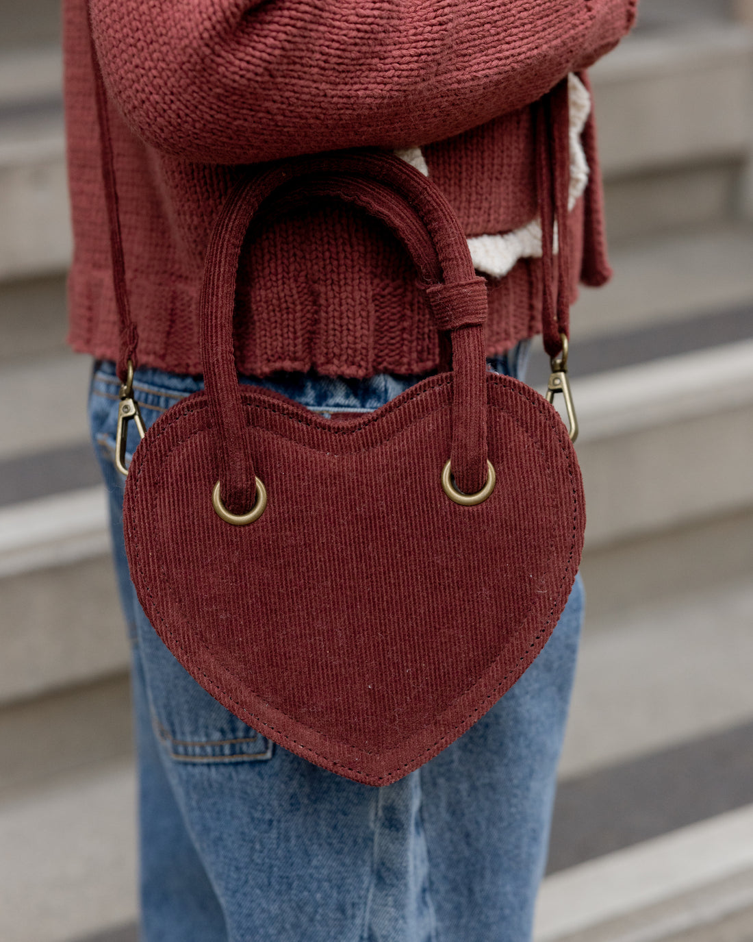 Rylee + Cru Heart Purse - Burgundy