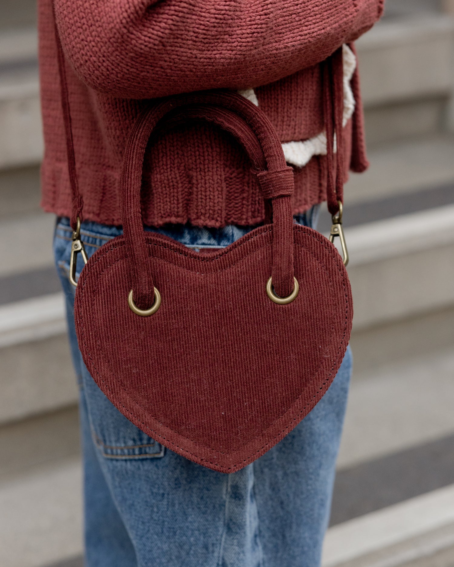 Rylee + Cru Heart Purse - Burgundy