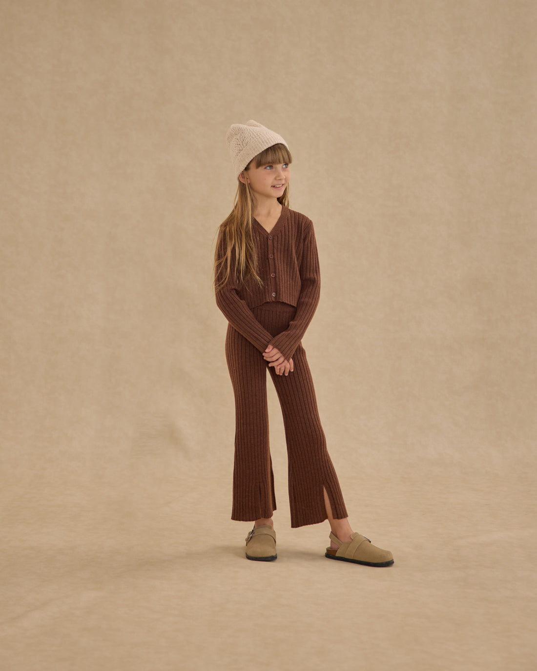 Rylee + Cru Flare Knit Pant - Brown