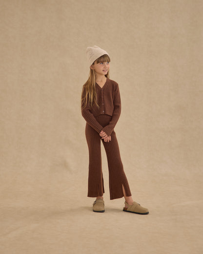 Rylee + Cru Flare Knit Pant - Brown