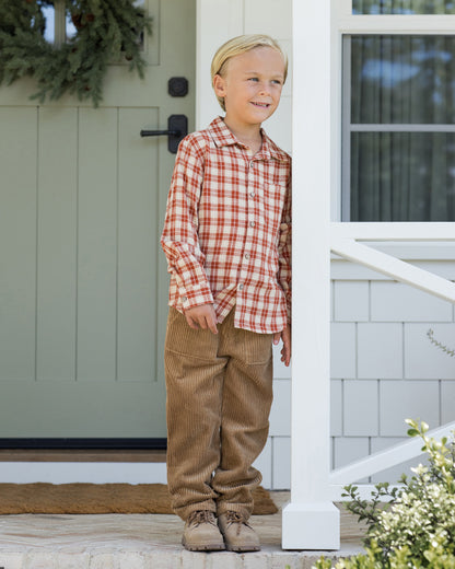 Rylee + Cru Collared Long Sleeve Shirt - Red Plaid