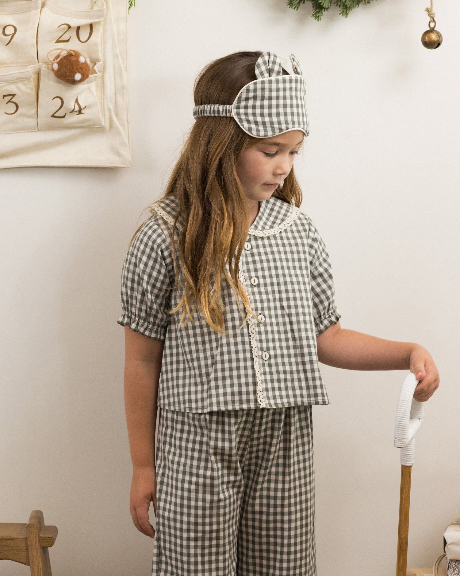 Rylee + Cru Ruffle Pajamas - Evergreen Gingham