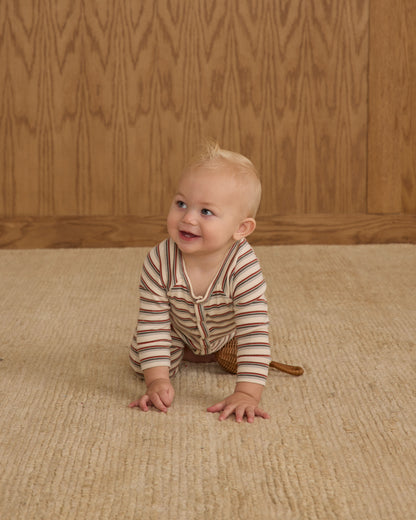 Rylee + Cru Organic Long John Pajamas - Holiday Stripe