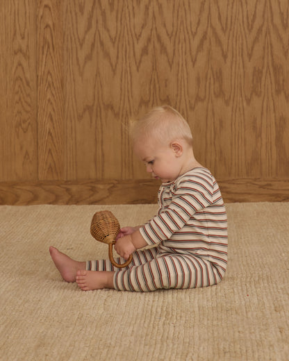 Rylee + Cru Organic Long John Pajamas - Holiday Stripe