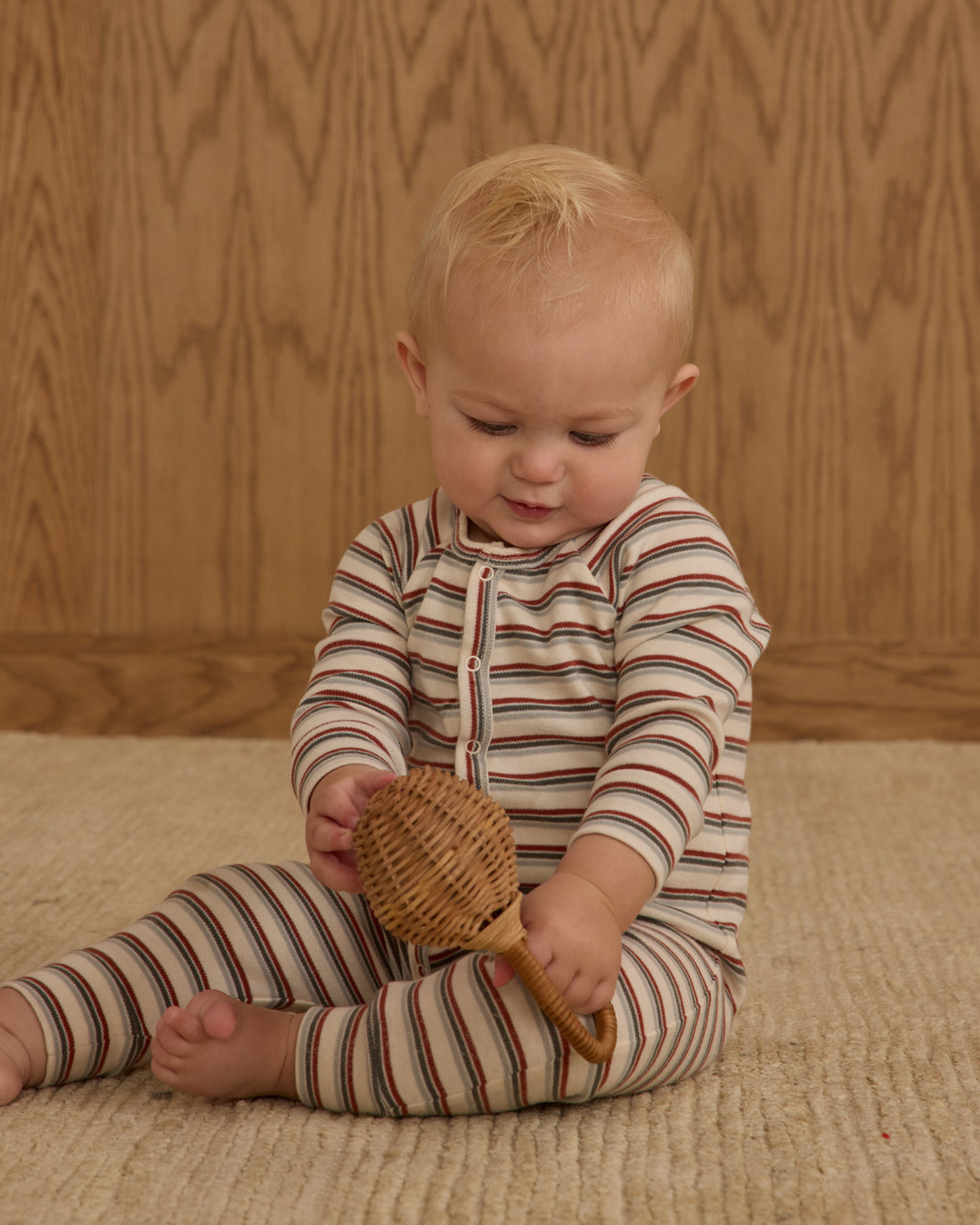 Rylee + Cru Organic Long John Pajamas - Holiday Stripe