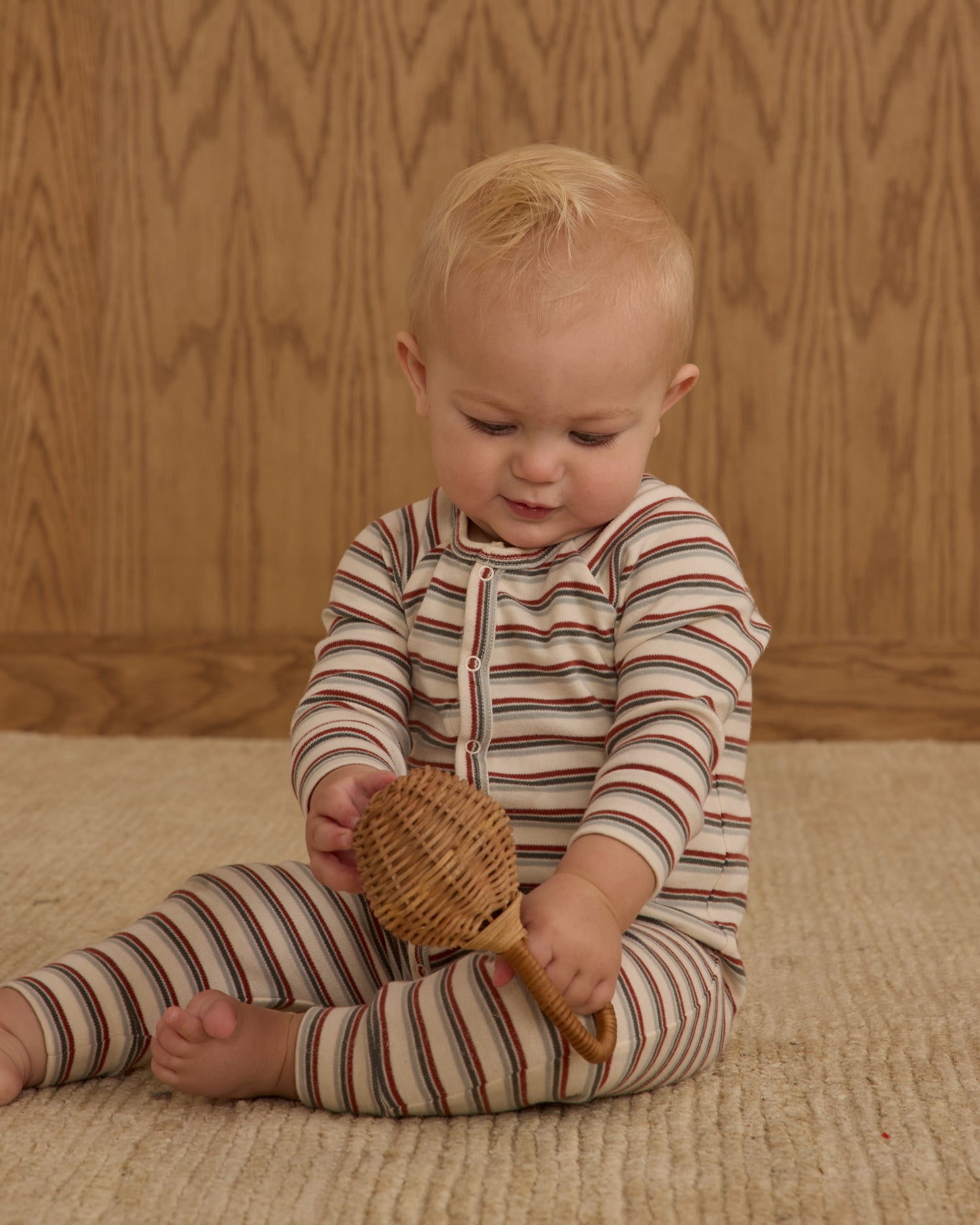 Rylee + Cru Organic Long John Pajamas - Holiday Stripe