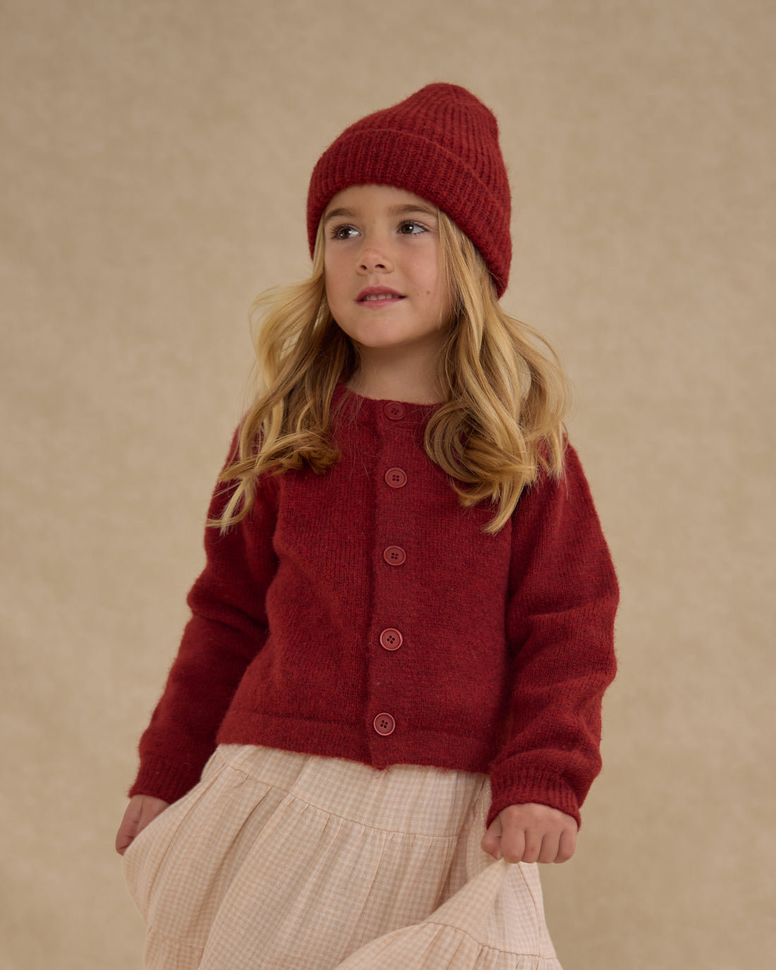 Rylee + Cru Fuzzy Cardigan - Ruby