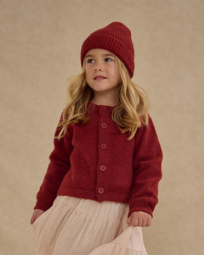 Rylee + Cru Fuzzy Cardigan - Ruby