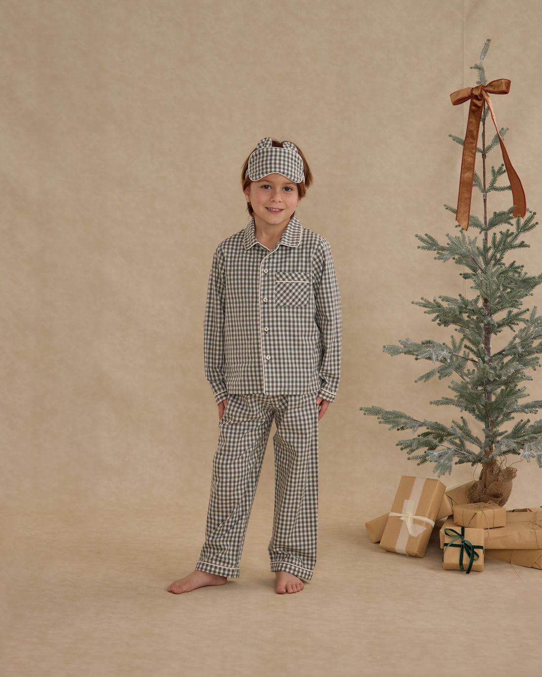 Rylee + Cru Long Sleeve Pajamas - Evergreen Gingham