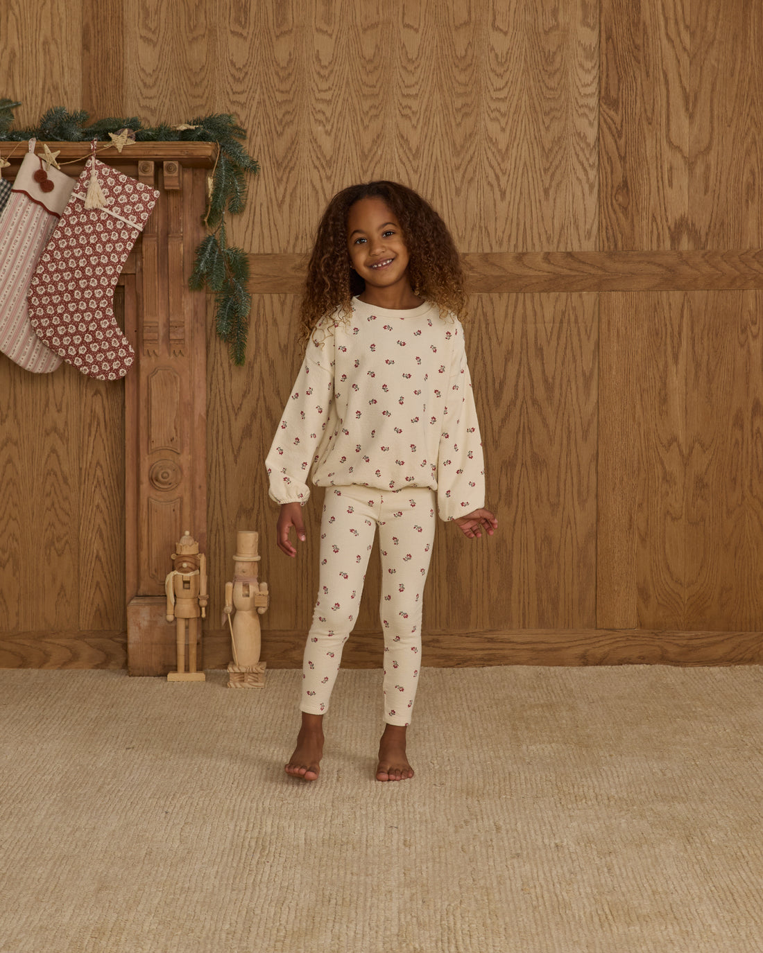 Rylee + Cru Spongey Knit Set - Ruby Ditsy