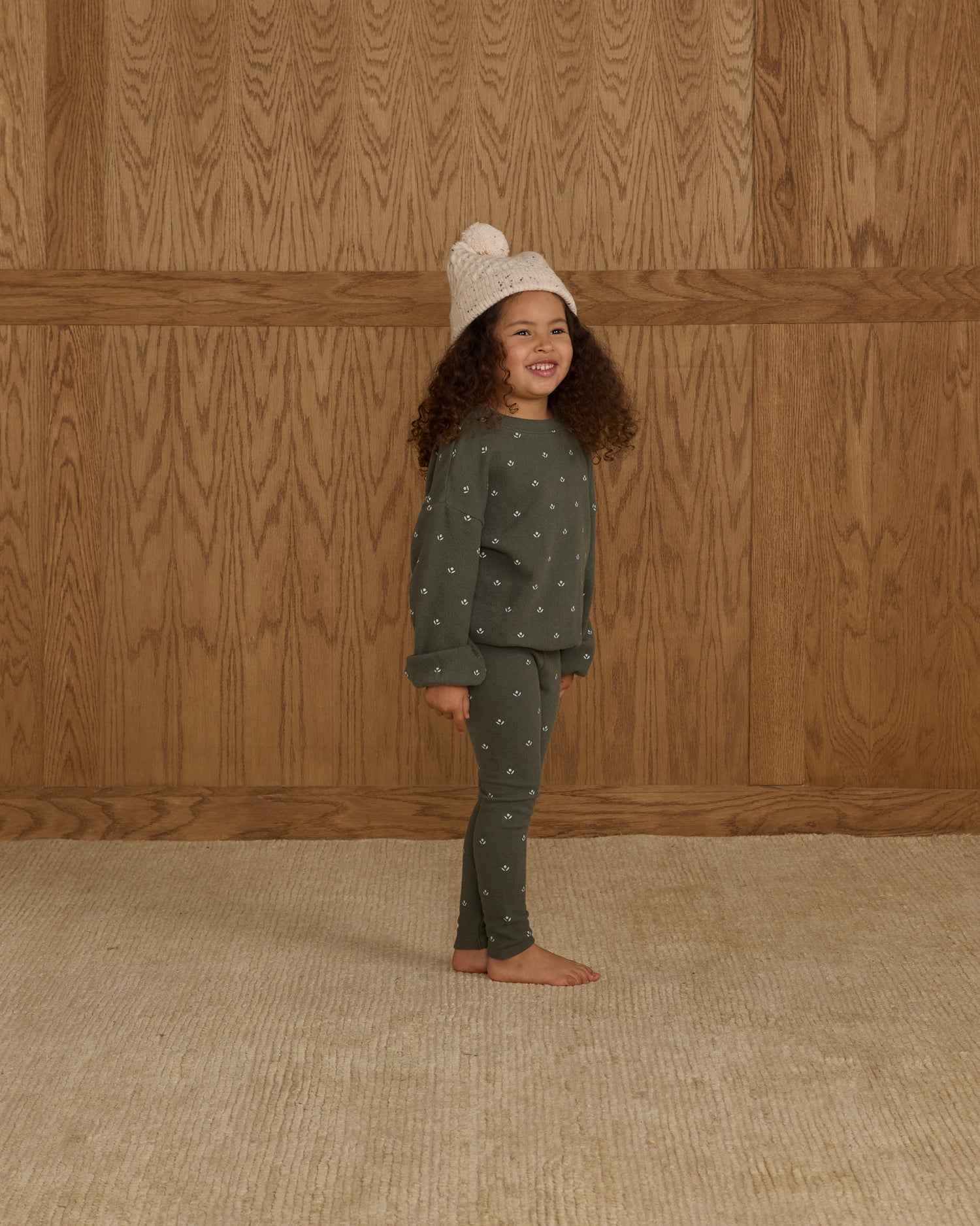 Rylee + Cru Spongey Knit Set - Evergreen Ditsy