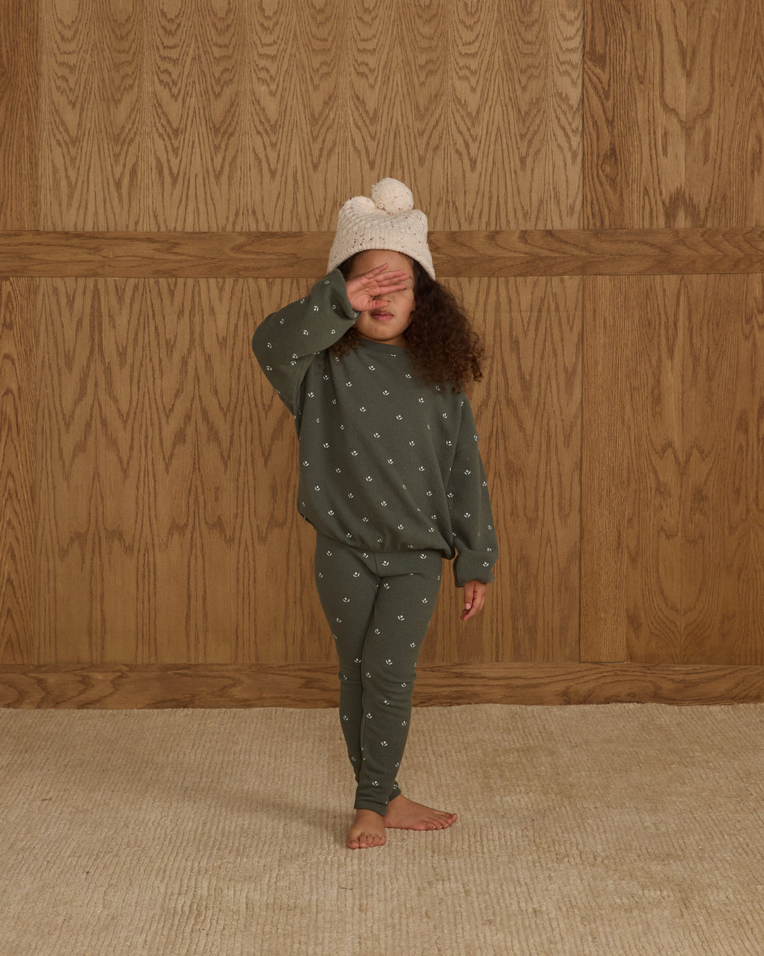 Rylee + Cru Spongey Knit Set - Evergreen Ditsy