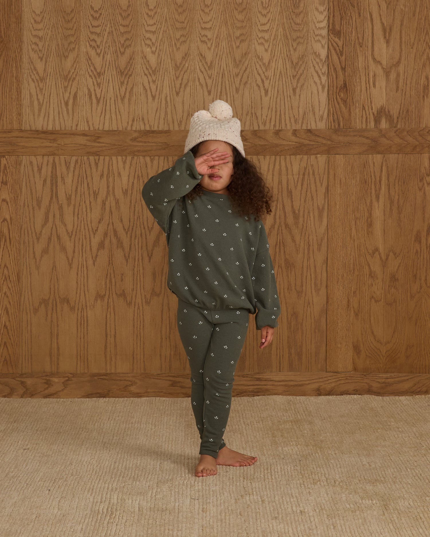 Rylee + Cru Spongey Knit Set - Evergreen Ditsy
