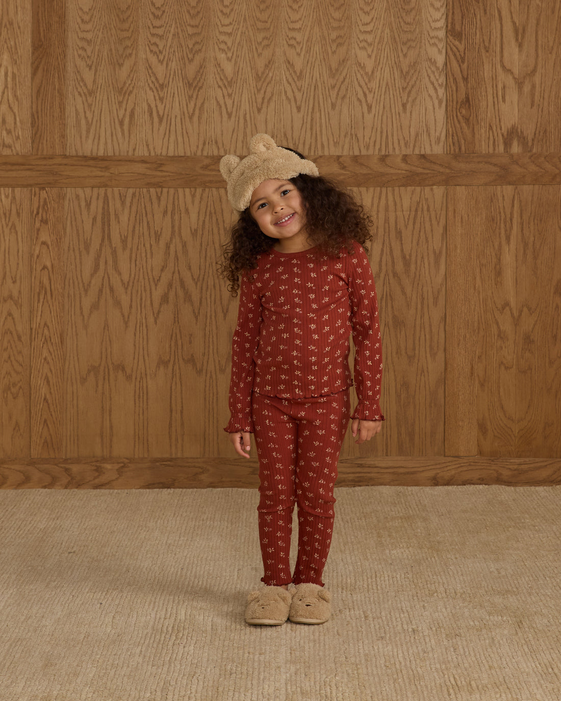 Rylee + Cru Ribbed Long Sleeve Top - Ruby Ditsy