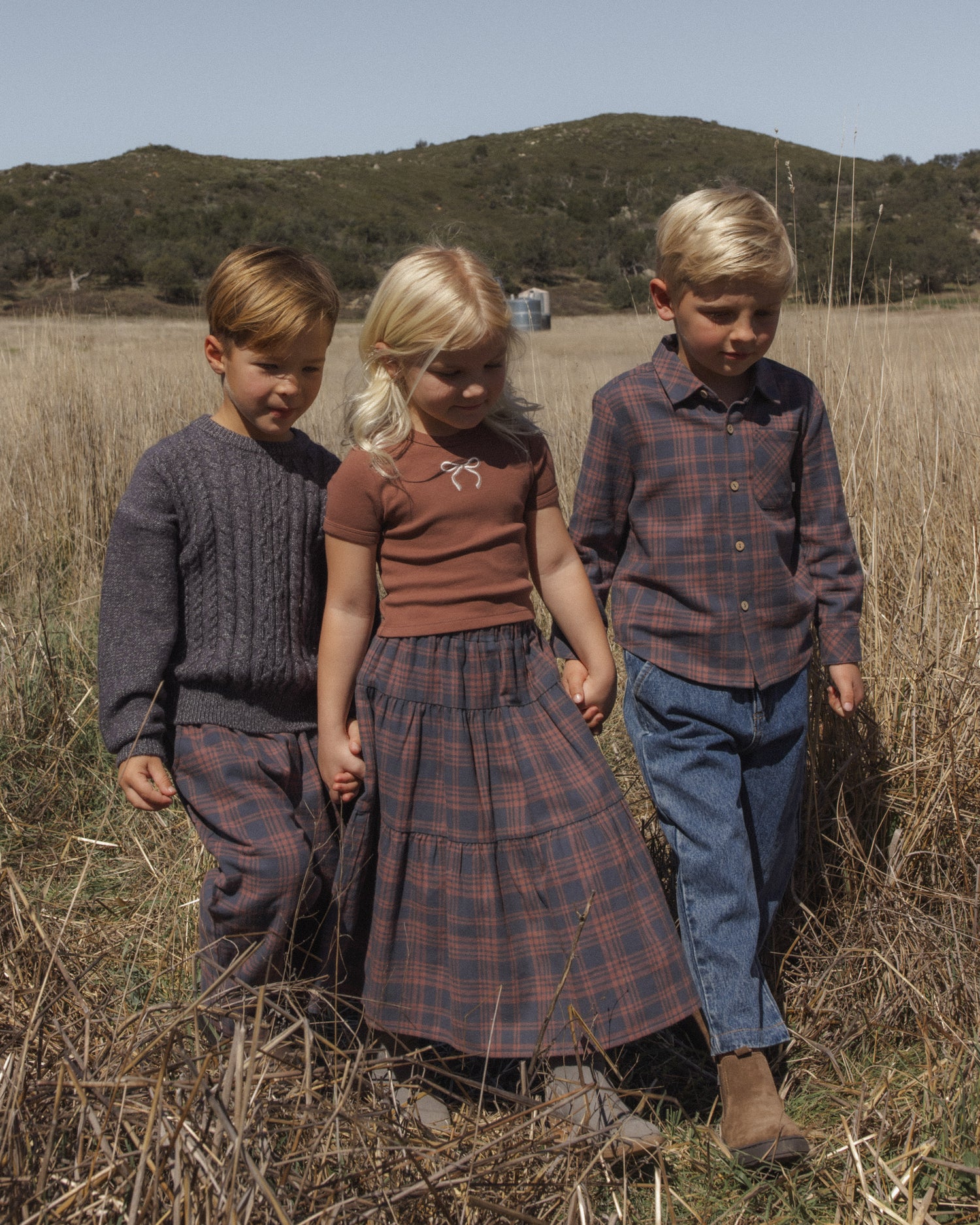 Rylee + Cru Collared Long Sleeve Shirt - Midnight Plaid