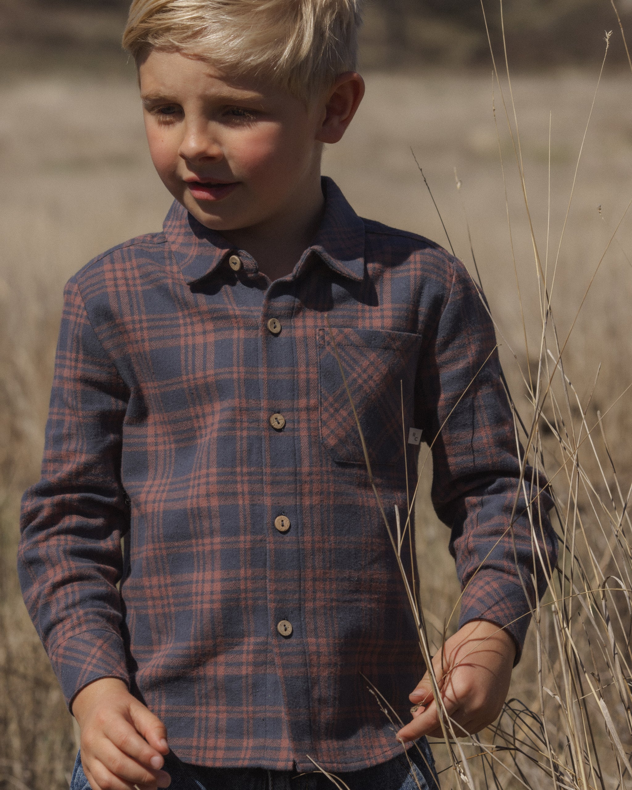 Rylee + Cru Collared Long Sleeve Shirt - Midnight Plaid