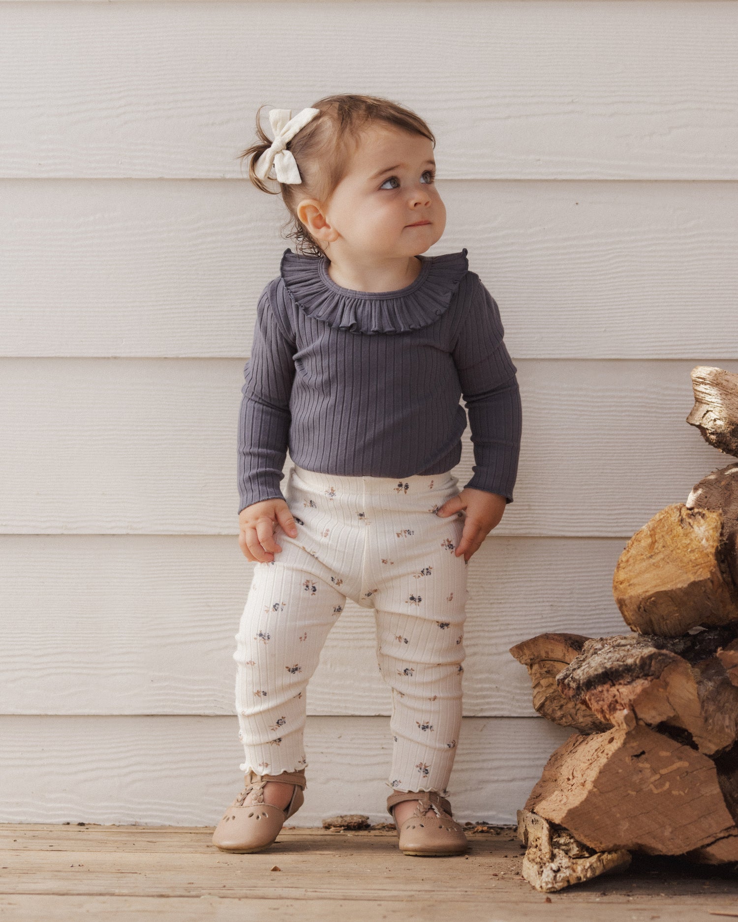 Rylee + Cru Ruffle Collar Bodysuit - Midnight