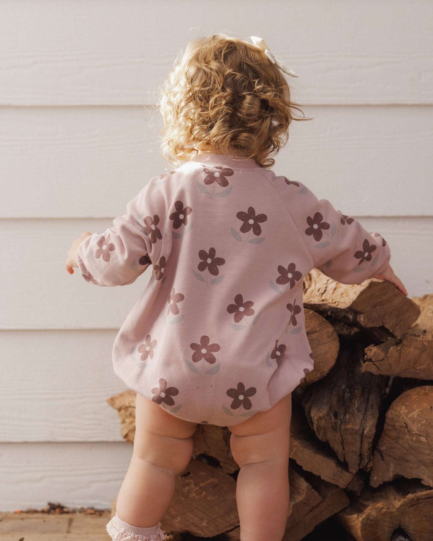 Rylee + Cru Crew Neck Romper - Daisy