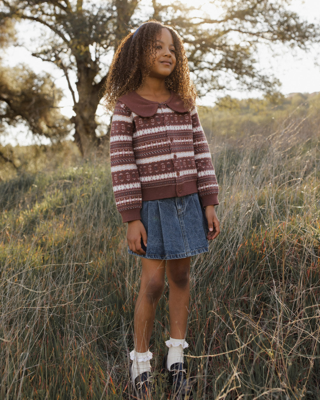 Rylee + Cru Fair Isle Cardigan - Mulberry Stripe
