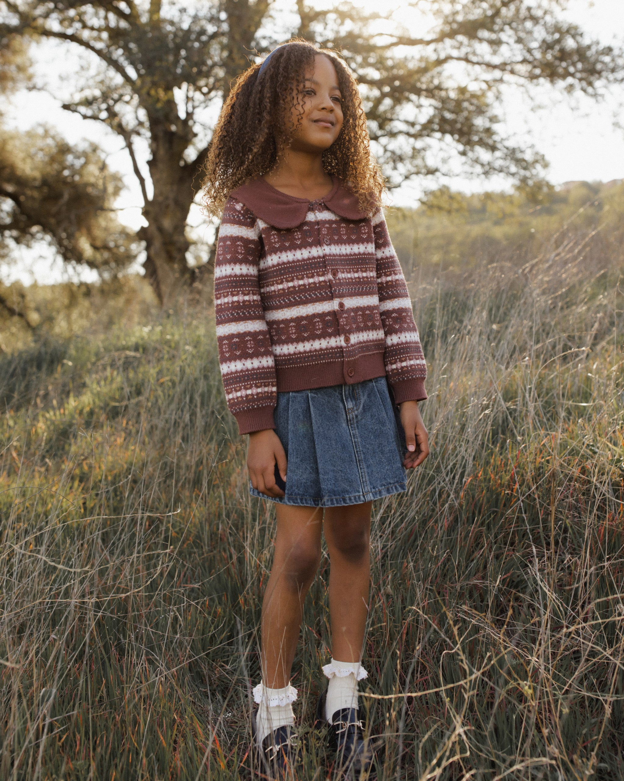 Rylee + Cru Fair Isle Cardigan - Mulberry Stripe