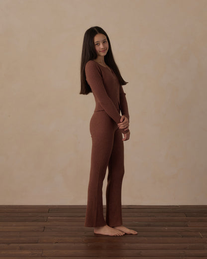 Rylee + Cru Teen Flare Rib Knit Pant - Mulberry