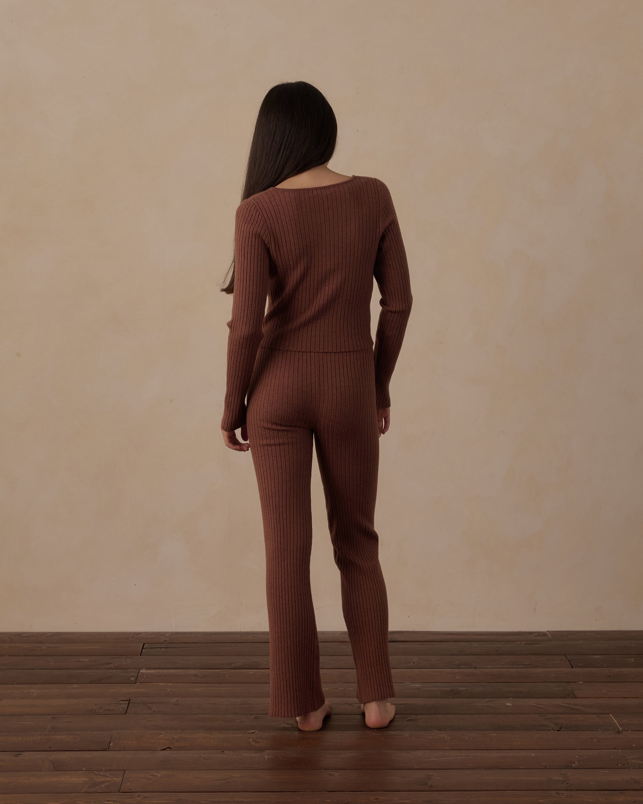 Rylee + Cru Teen Flare Rib Knit Pant - Mulberry