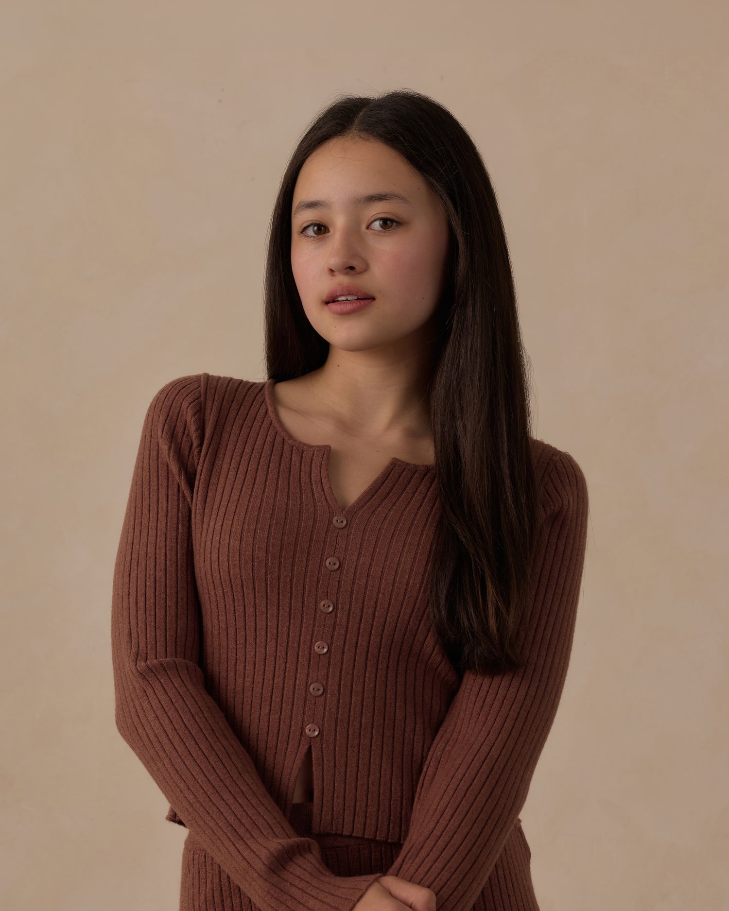 Rylee + Cru Teen Long Sleeve Knit Tee - Mulberry