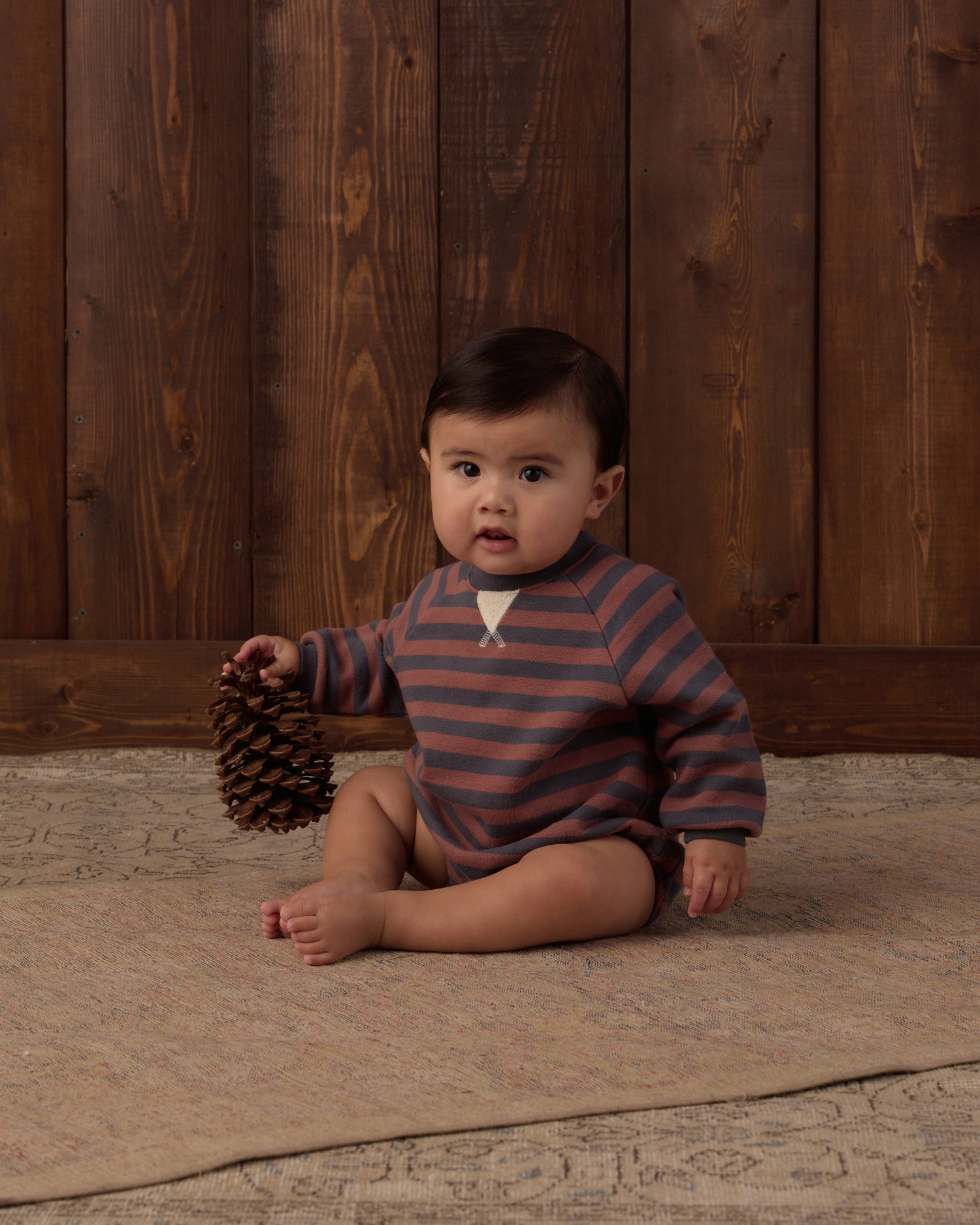 Rylee + Cru Crew Neck Romper - Mulberry Stripe