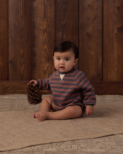 Rylee + Cru Crew Neck Romper - Mulberry Stripe